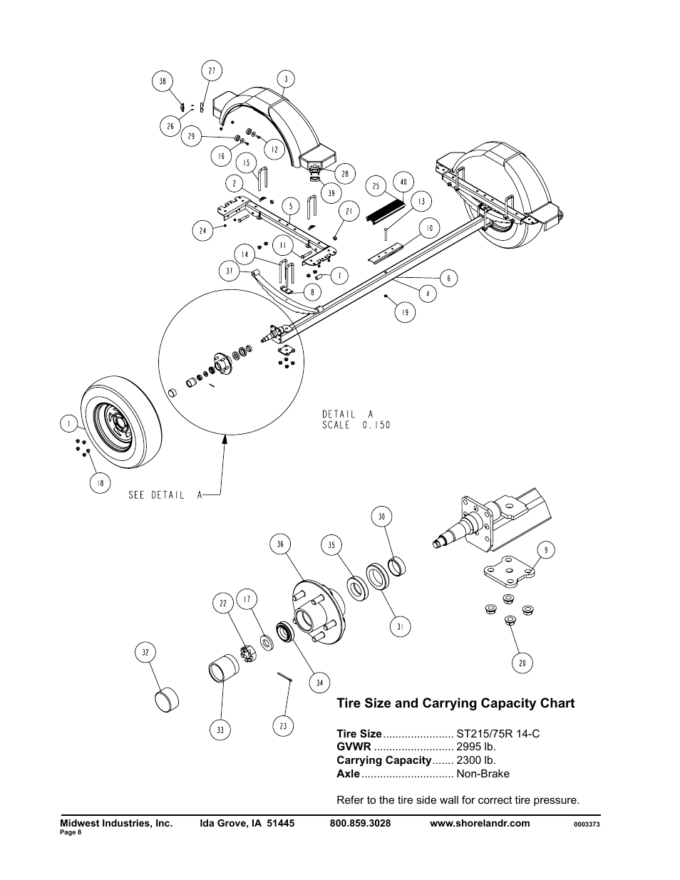 Tire size and carrying capacity chart | ShoreLand'r SLR2314LW User Manual | Page 8 / 10