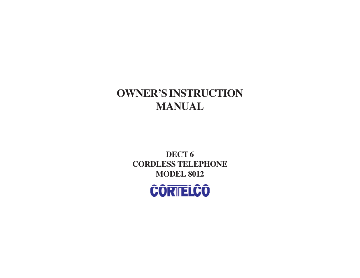 Cortelco 8012 User Manual | 72 pages