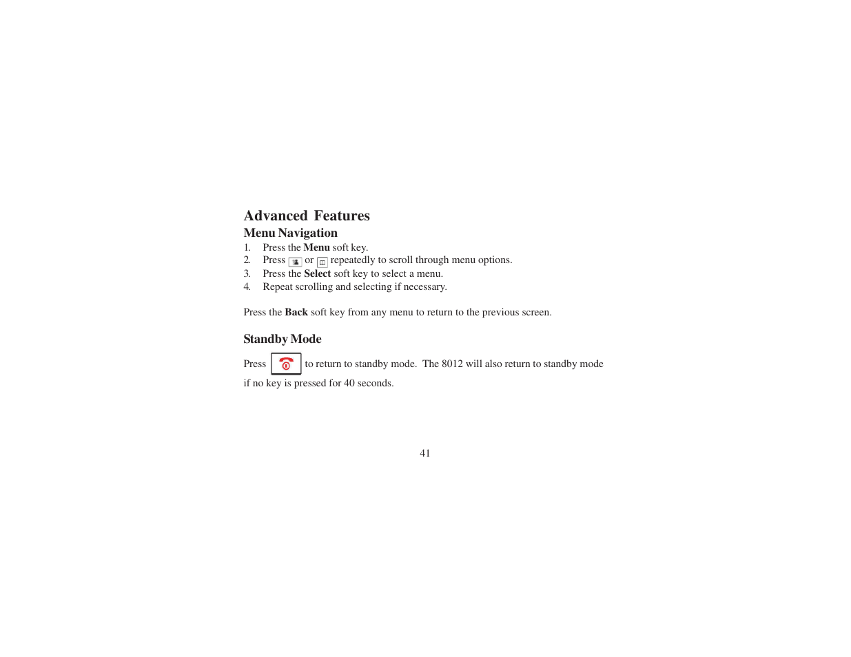Advanced features | Cortelco 8012 User Manual | Page 41 / 72