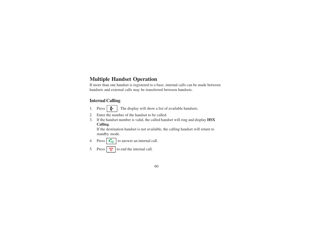 Multiple handset operation | Cortelco 8012 User Manual | Page 60 / 72