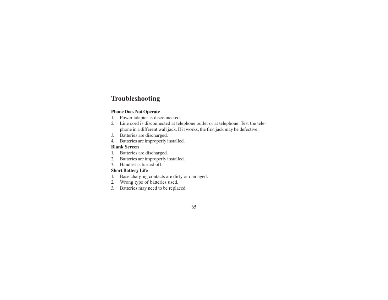 Troubleshooting | Cortelco 8012 User Manual | Page 65 / 72
