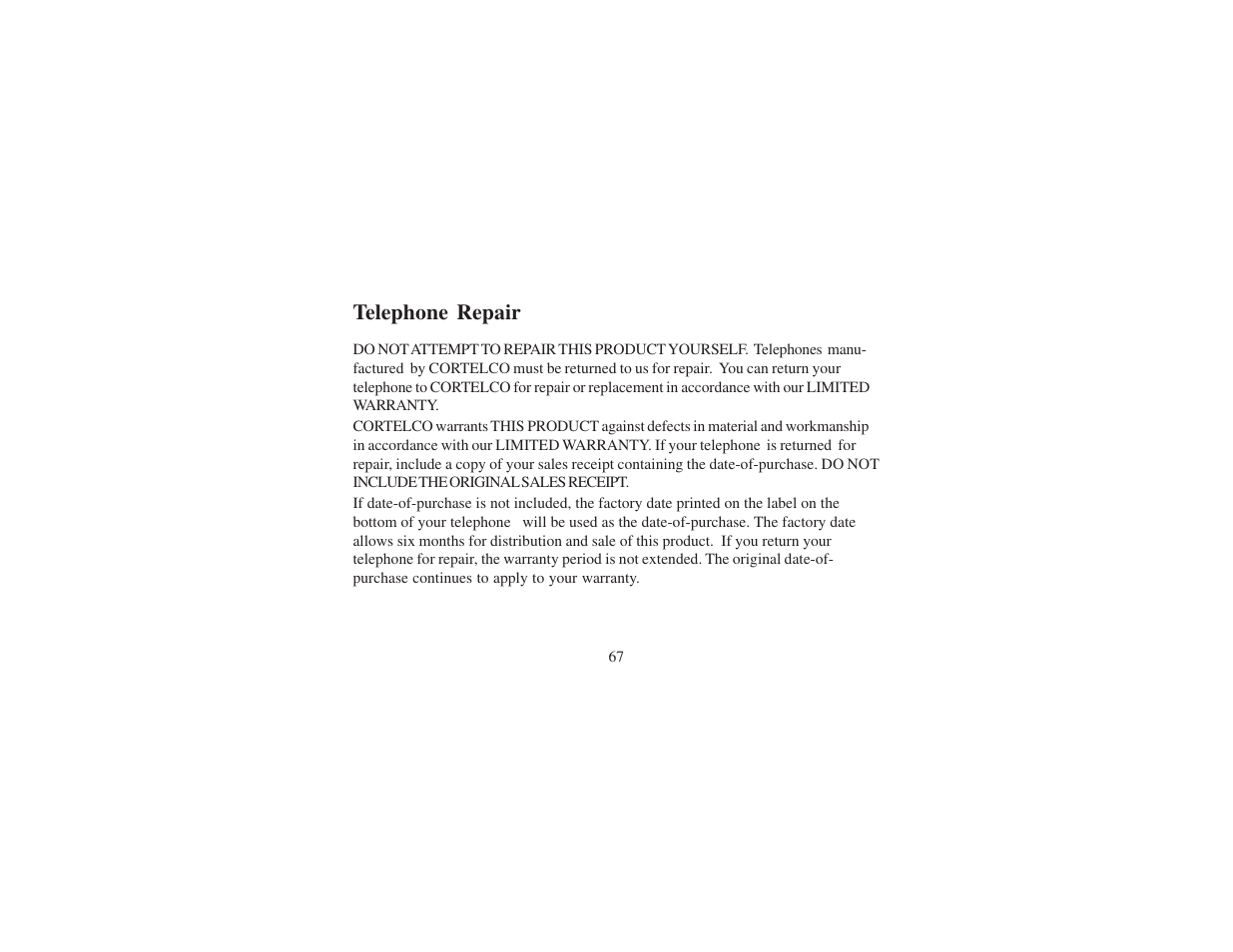 Cortelco 8012 User Manual | Page 67 / 72