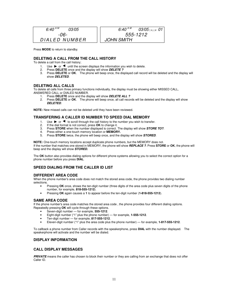 John smith | Cortelco Dignity 2420 User Manual | Page 11 / 16