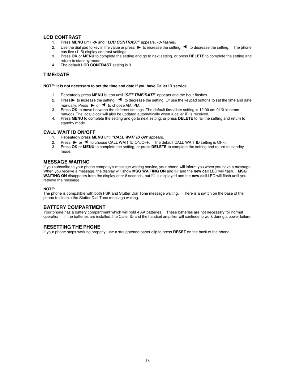 Cortelco Dignity 2420 User Manual | Page 13 / 16