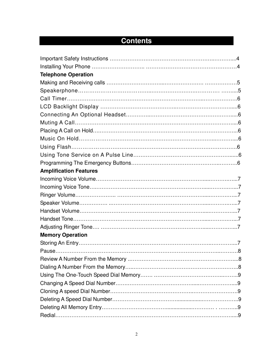 Cortelco Dignity 2420 User Manual | Page 2 / 16