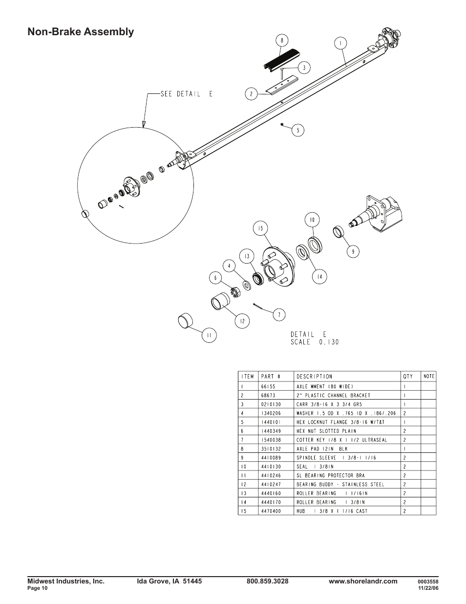 Non-brake assembly | ShoreLand'r SLR46TABL User Manual | Page 10 / 14