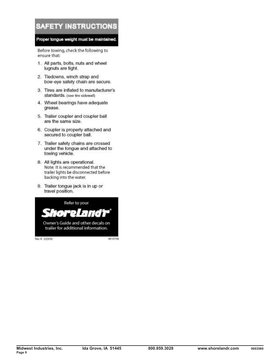 ShoreLand'r SLR46TBBL V.1 User Manual | Page 9 / 10