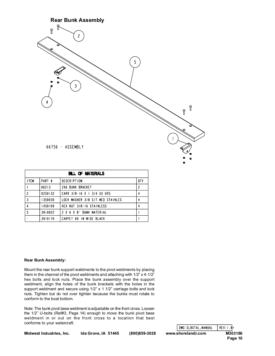 Rear bunk assembly | ShoreLand'r SLR83TAL User Manual | Page 10 / 16