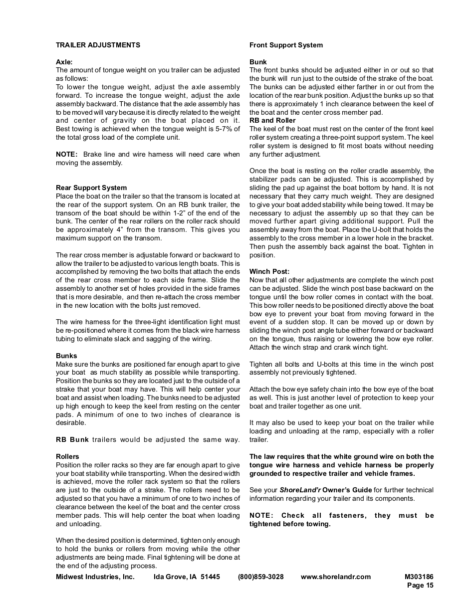 ShoreLand'r SLR83TAL User Manual | Page 15 / 16