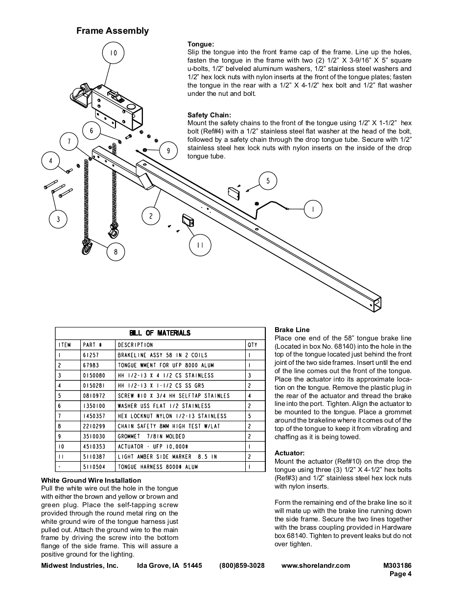 Frame assembly | ShoreLand'r SLR83TAL User Manual | Page 4 / 16