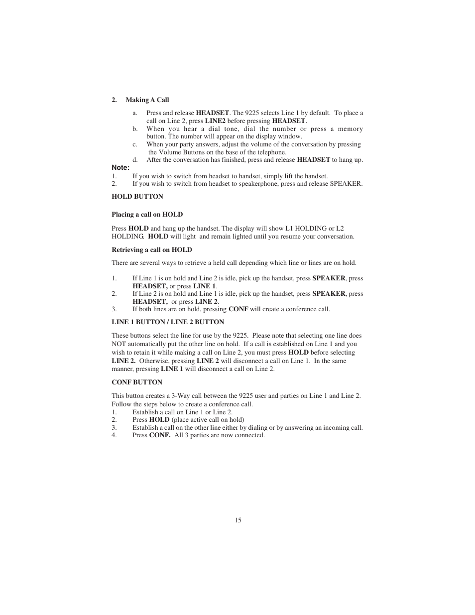 Cortelco 9225 User Manual | Page 15 / 24