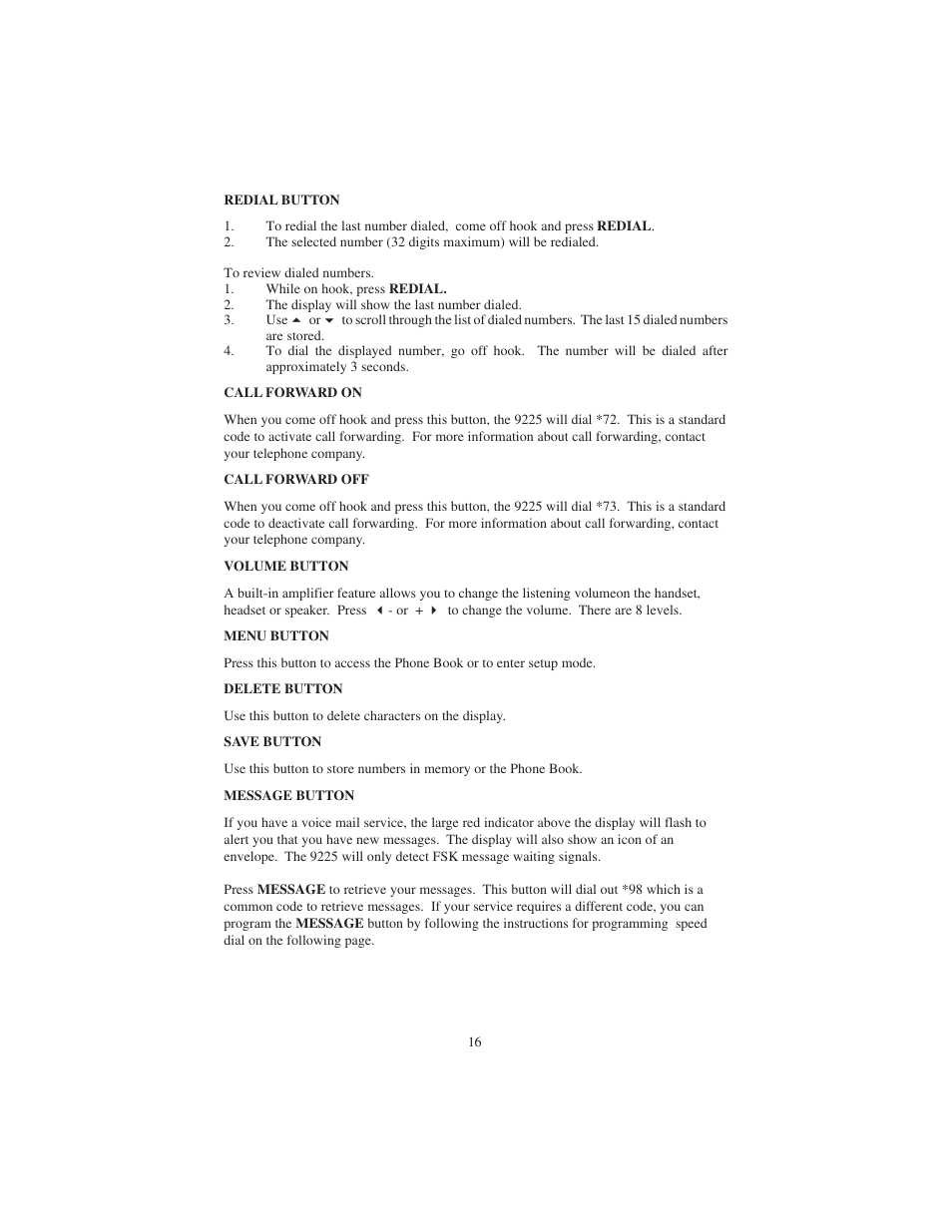 Cortelco 9225 User Manual | Page 16 / 24