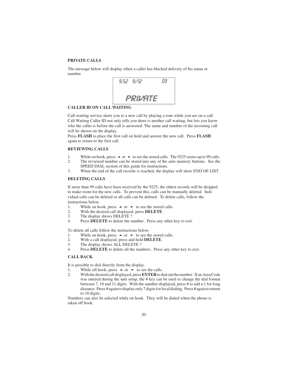 Cortelco 9225 User Manual | Page 20 / 24