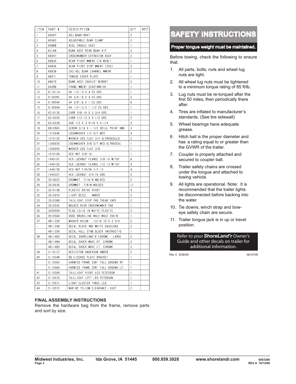 Safety instructions | ShoreLand'r SLRB2313BS V.1 User Manual | Page 3 / 12