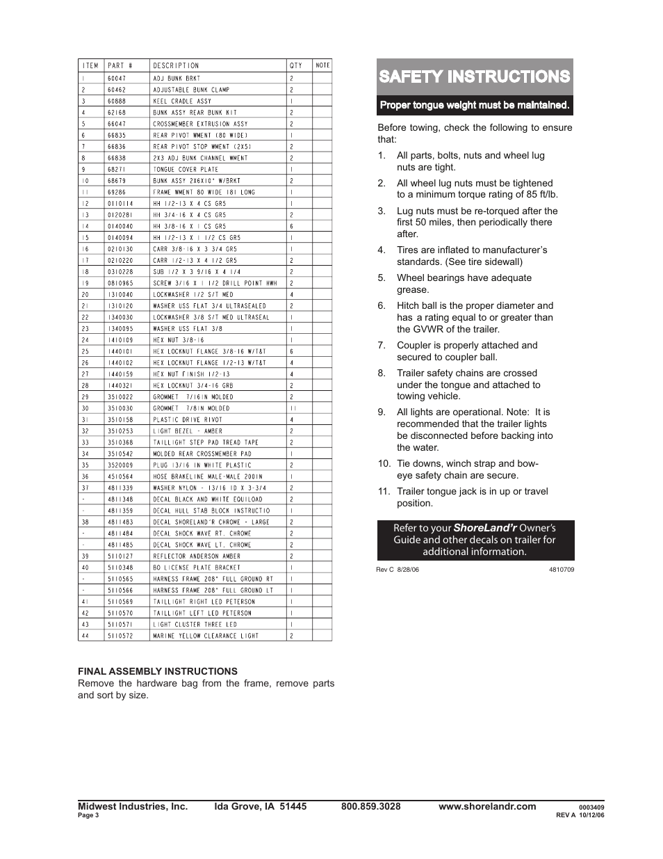 Safety instructions | ShoreLand'r SLRB2313BSW V.1 User Manual | Page 3 / 12