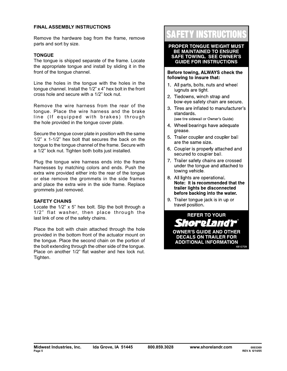 ShoreLand'r SLRB2314SW User Manual | Page 5 / 10