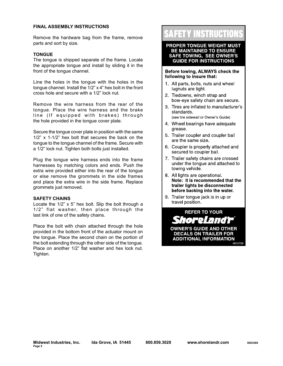 ShoreLand'r SLRB23SW User Manual | Page 5 / 10