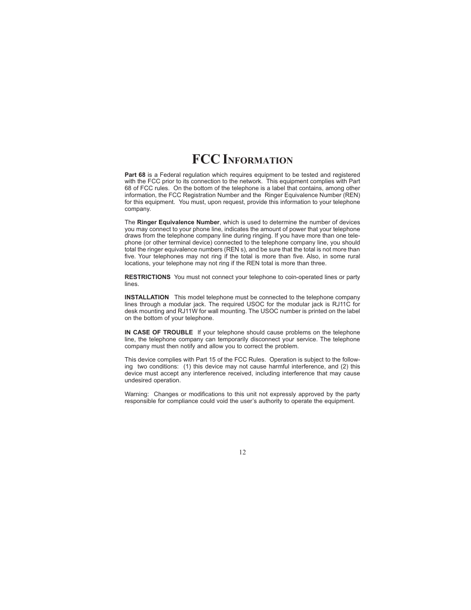 Nformation | Cortelco CONF410PAK User Manual | Page 15 / 17