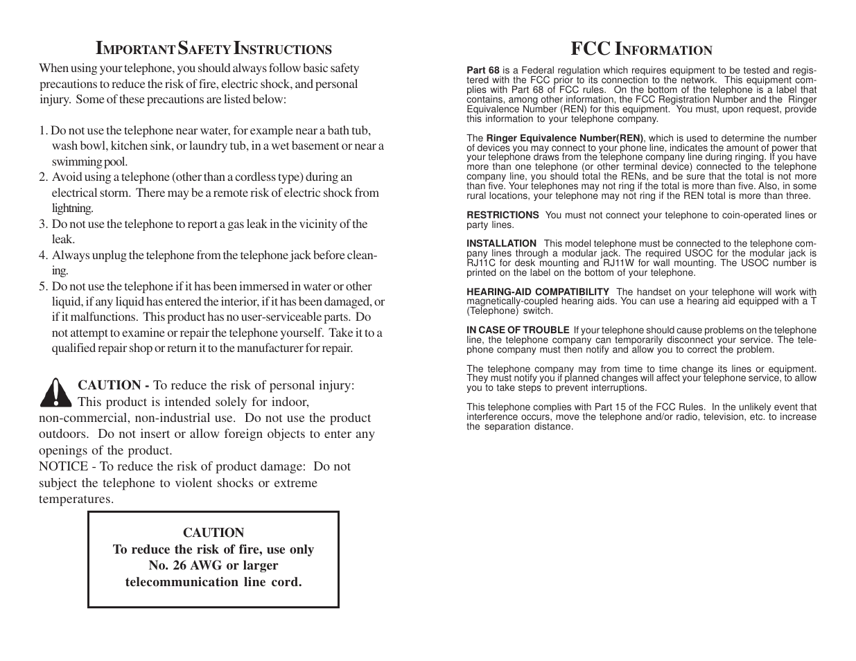 Fcc i | Cortelco 8599 User Manual | Page 2 / 4