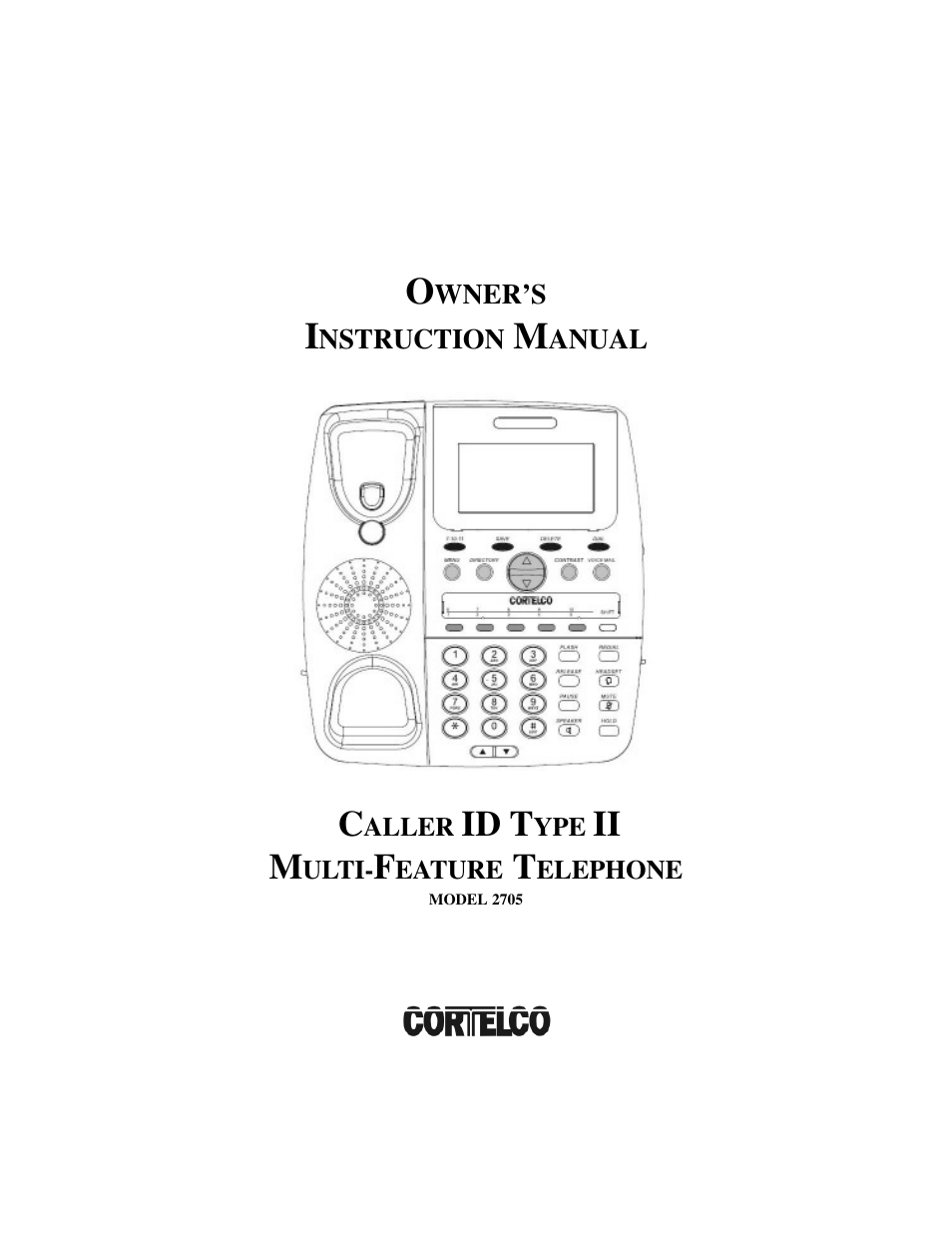 Cortelco Caller ID Type II Multi-Feature Telephone 2705 User Manual | 26 pages