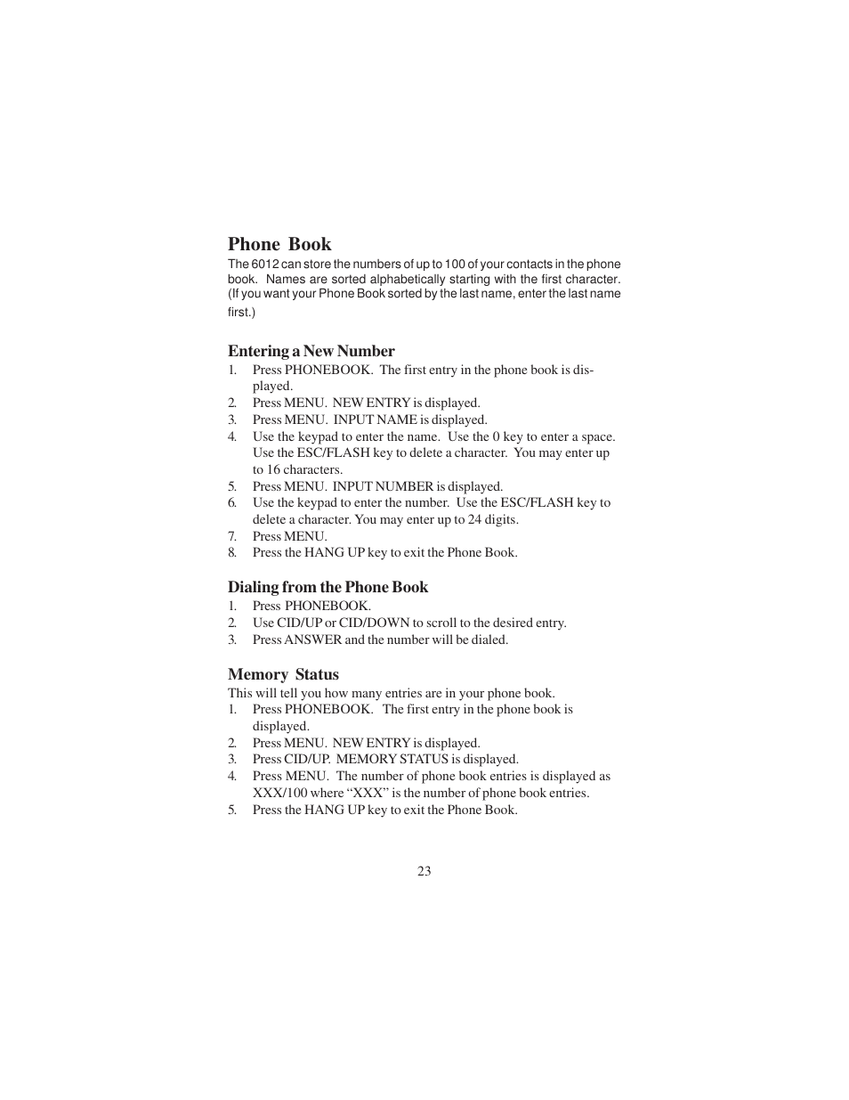 Phone book | Cortelco DECT 6 User Manual | Page 23 / 32