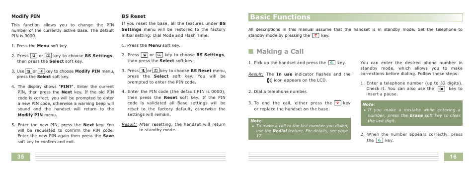 Basic functions, Nmaking a call | Cortelco Dect 6 Cordless Telephone 8015 User Manual | Page 19 / 55