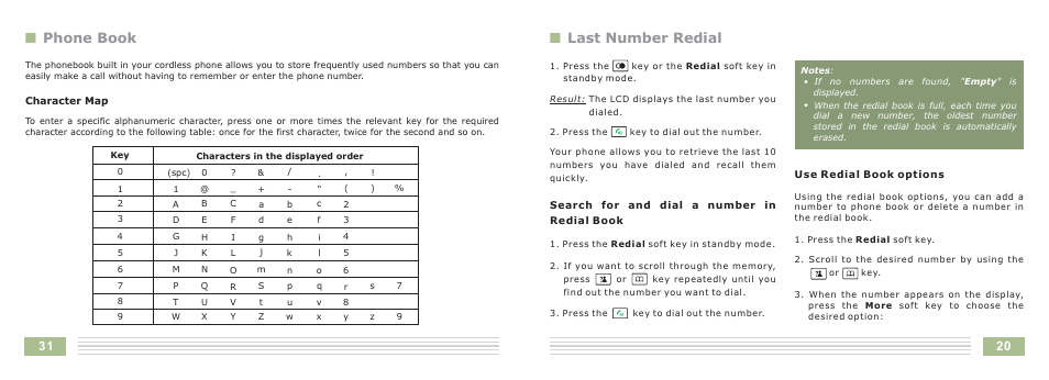 Nphone book, Nlast number redial | Cortelco Dect 6 Cordless Telephone 8015 User Manual | Page 34 / 55