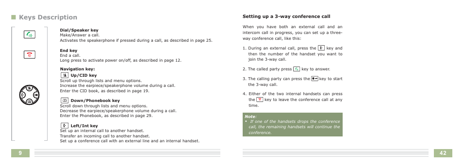 Nkeys description | Cortelco Dect 6 Cordless Telephone 8015 User Manual | Page 45 / 55