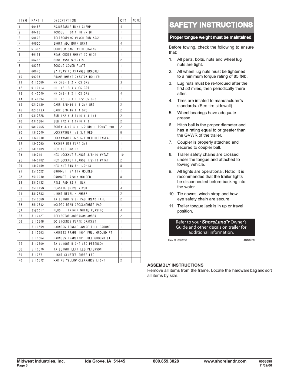 Safety instructions | ShoreLand'r SLV22L V.1 User Manual | Page 3 / 10