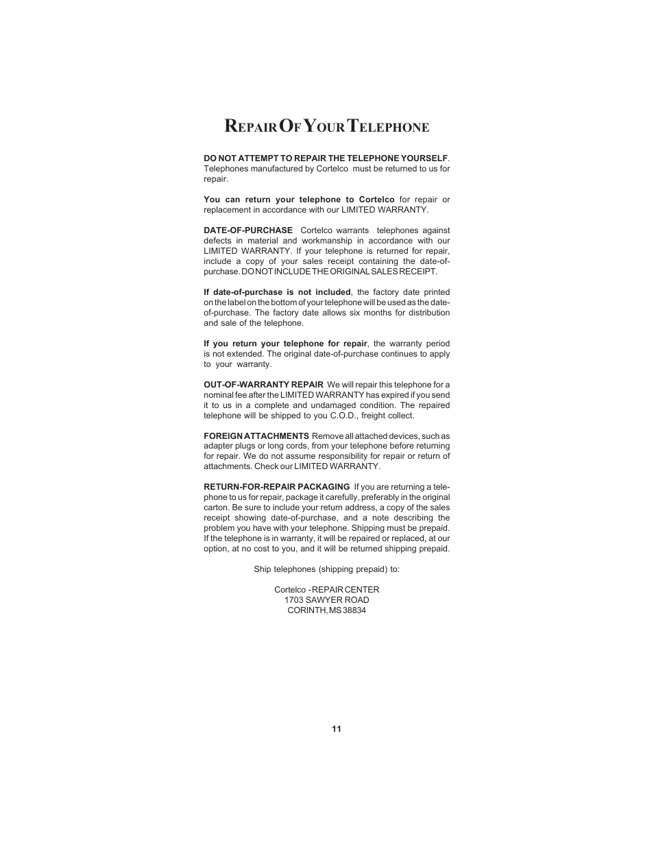 Cortelco CENTURION EXTENDED BASIC TELEPHONE User Manual | Page 13 / 16