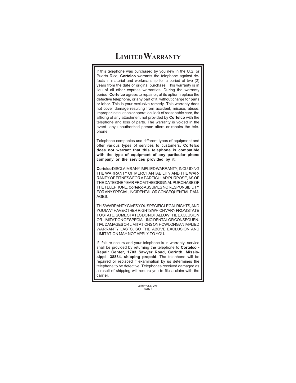 Cortelco CENTURION EXTENDED BASIC TELEPHONE User Manual | Page 16 / 16