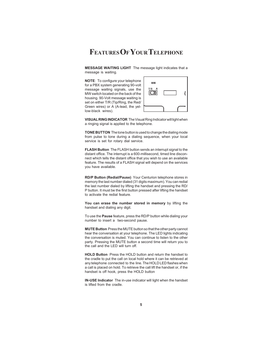 Cortelco CENTURION EXTENDED BASIC TELEPHONE User Manual | Page 7 / 16