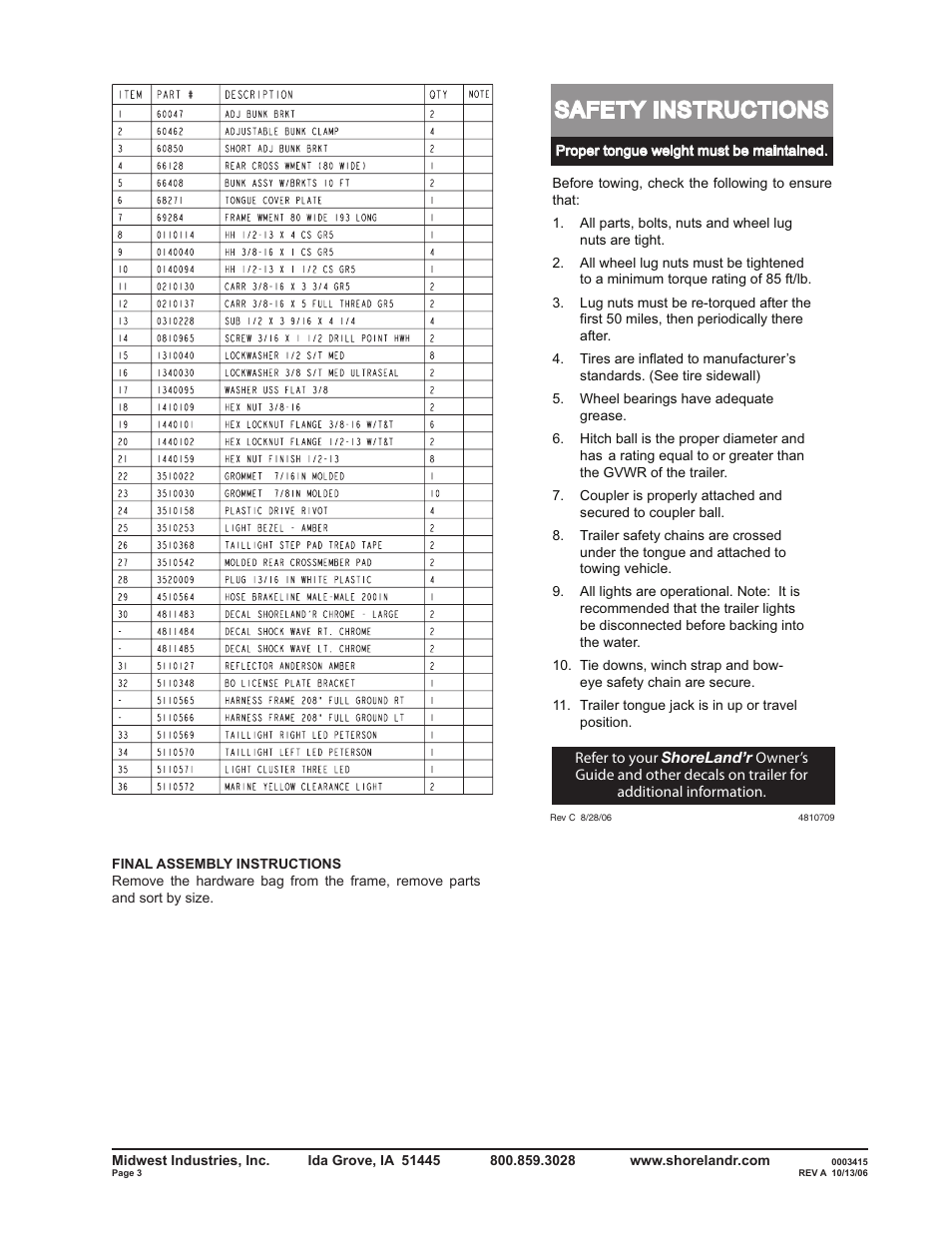 Safety instructions | ShoreLand'r SLV2313BLW V.1 User Manual | Page 3 / 12