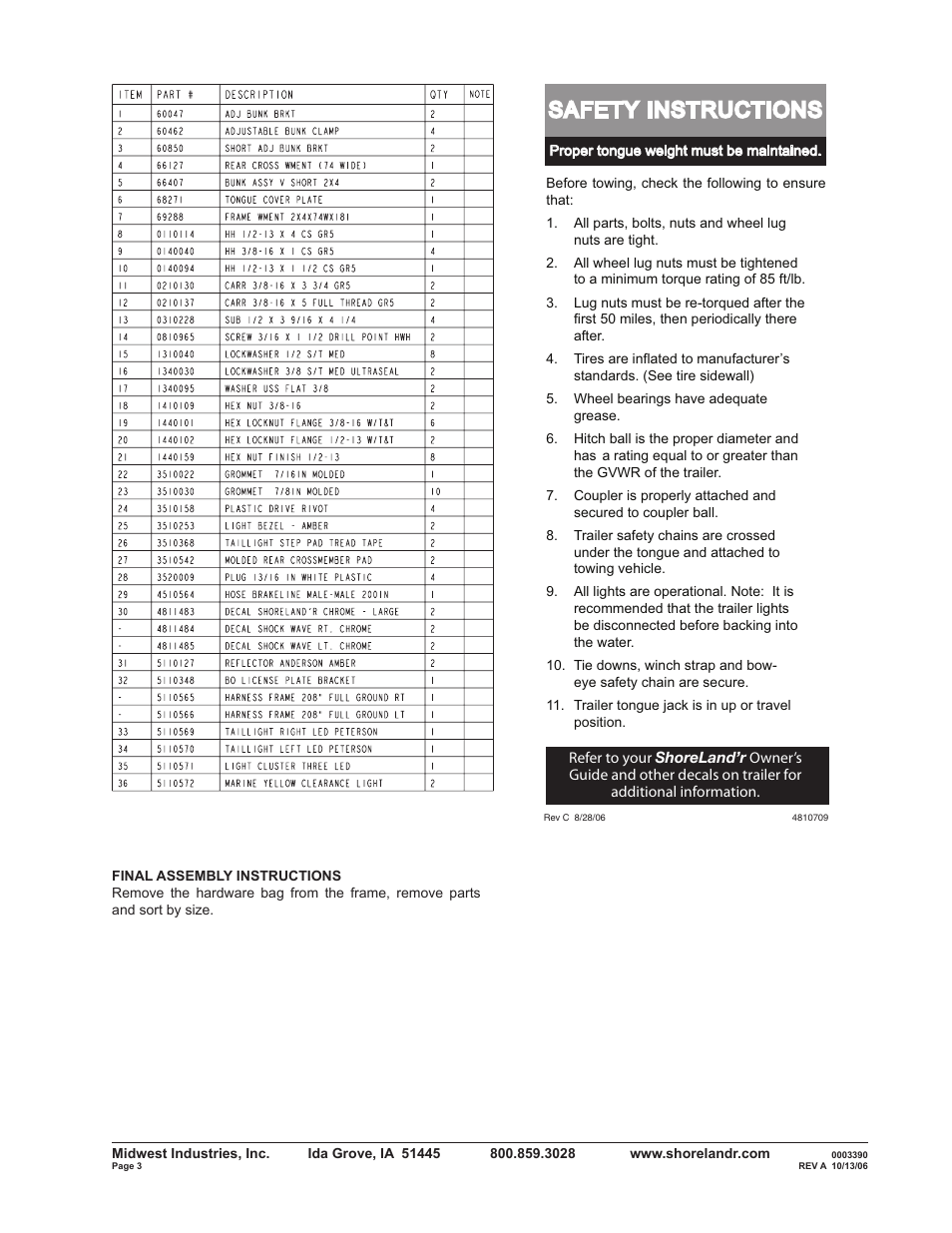 Safety instructions | ShoreLand'r SLV2313BS V.1 User Manual | Page 3 / 12