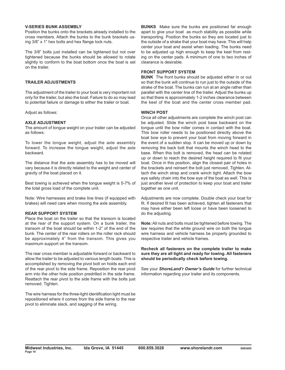 ShoreLand'r SLV2313LW V.1 User Manual | Page 10 / 10