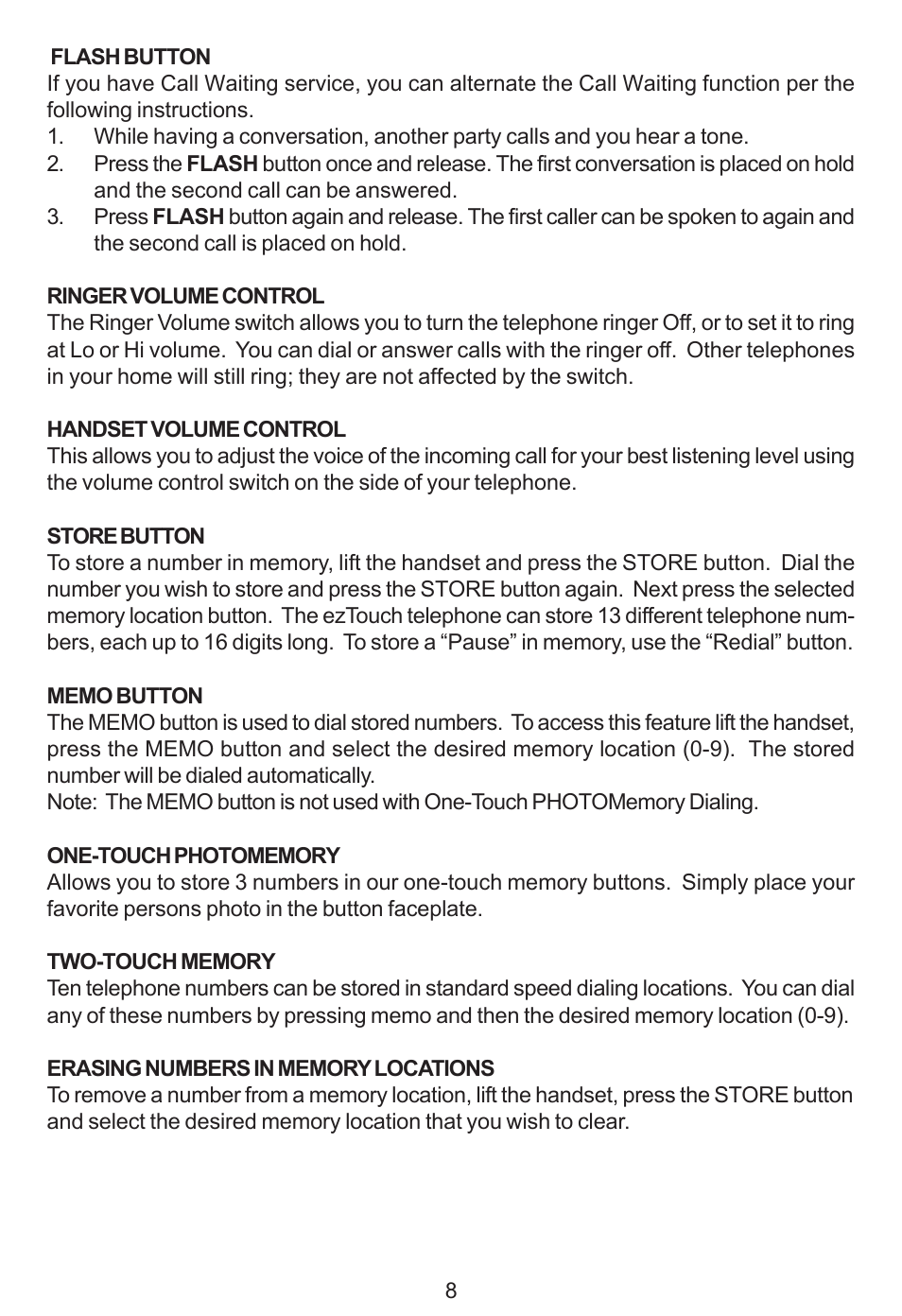 Cortelco ez TOUCH User Manual | Page 10 / 15