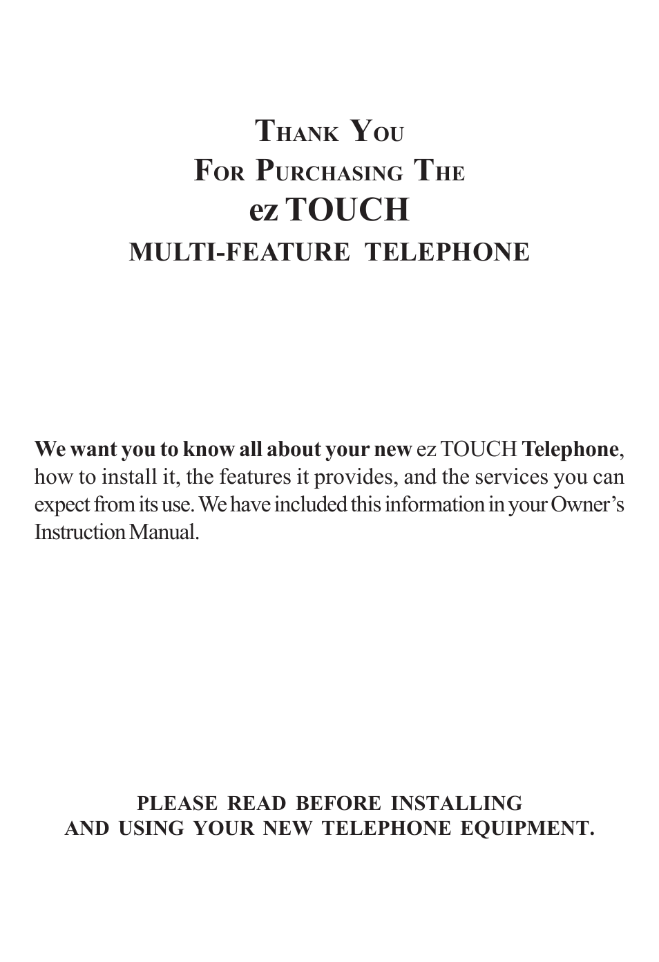 Ez touch | Cortelco ez TOUCH User Manual | Page 2 / 15