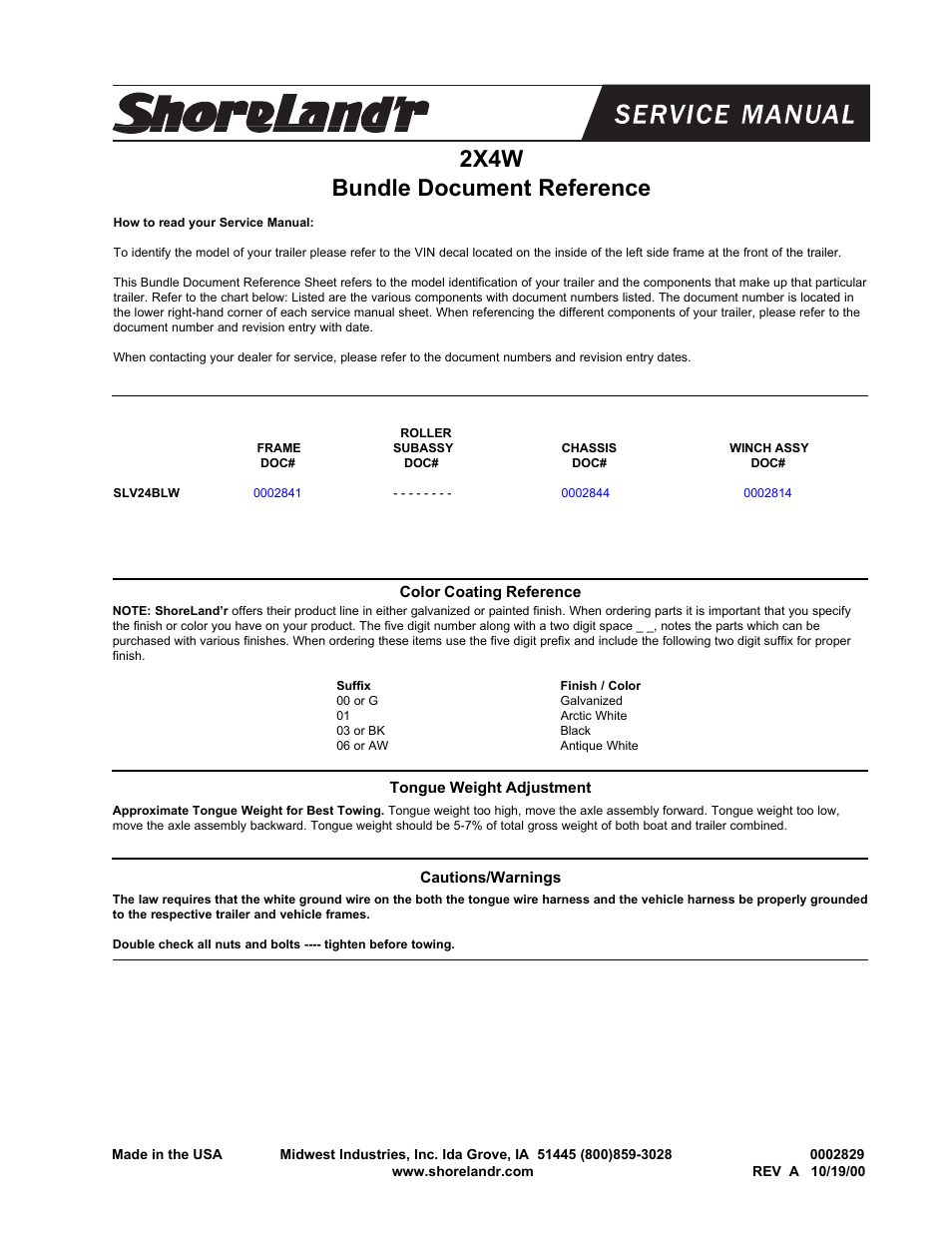 ShoreLand'r SLV24BLW User Manual | 8 pages