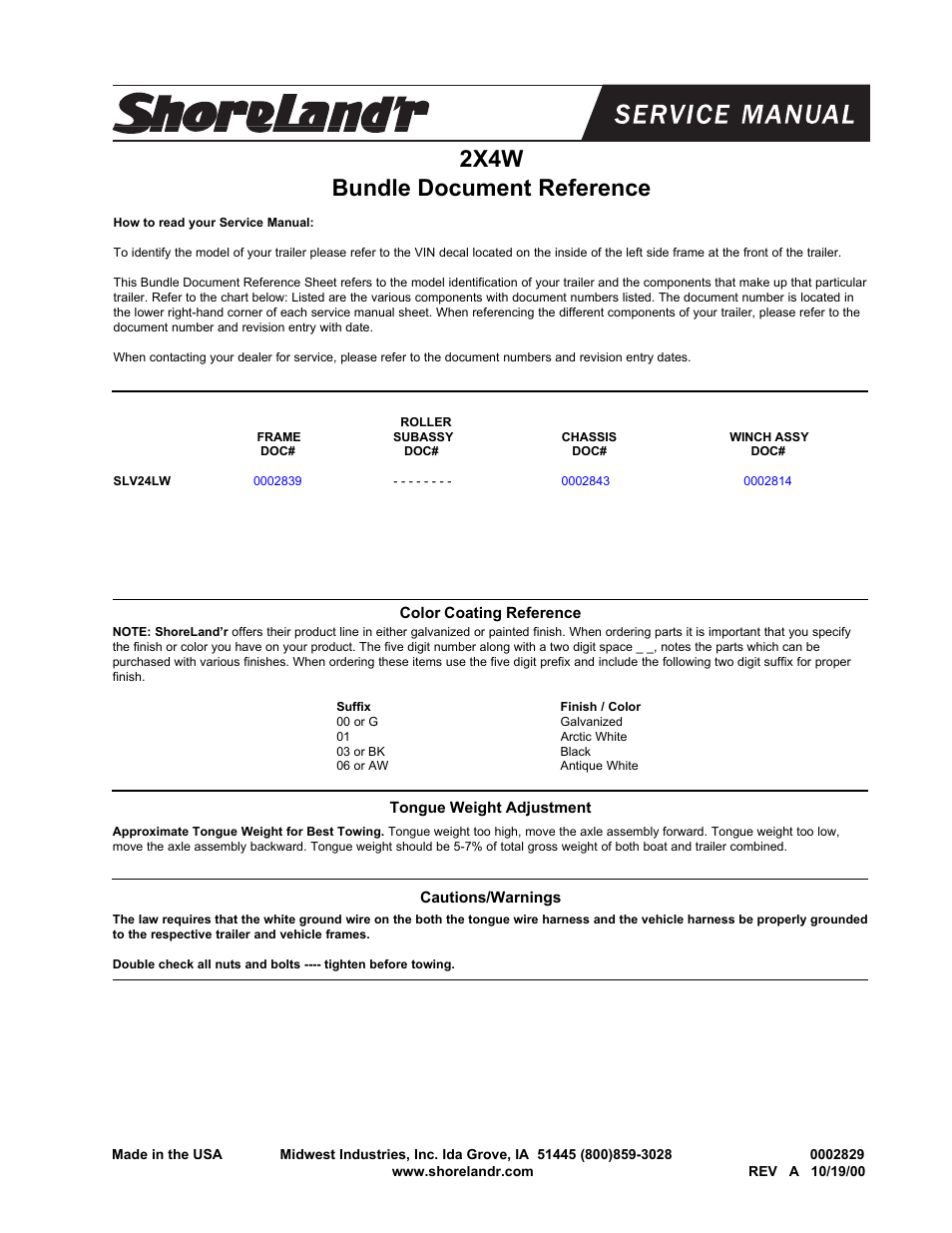 ShoreLand'r SLV24LW User Manual | 8 pages