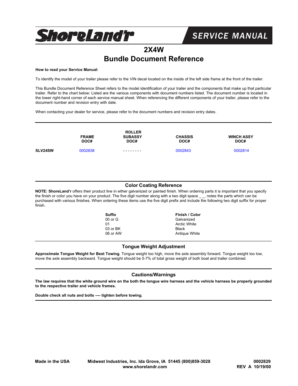 ShoreLand'r SLV24SW User Manual | 8 pages