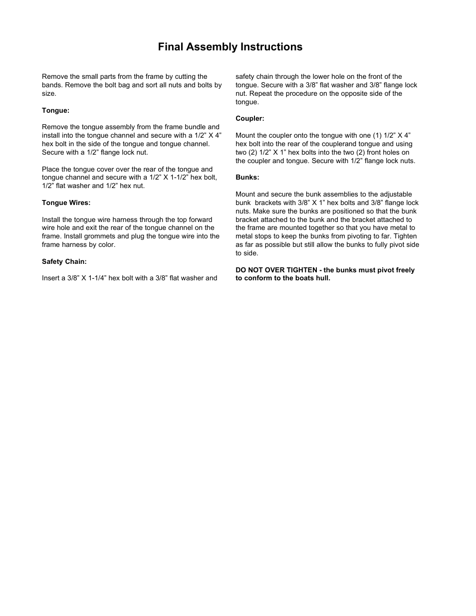 Final assembly instructions | ShoreLand'r SLV24SW User Manual | Page 4 / 8