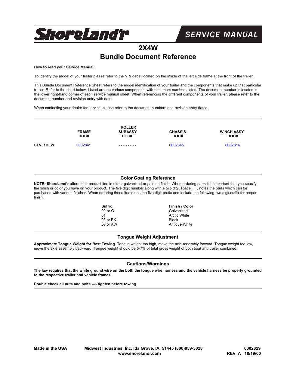 ShoreLand'r SLV31BLW User Manual | 14 pages