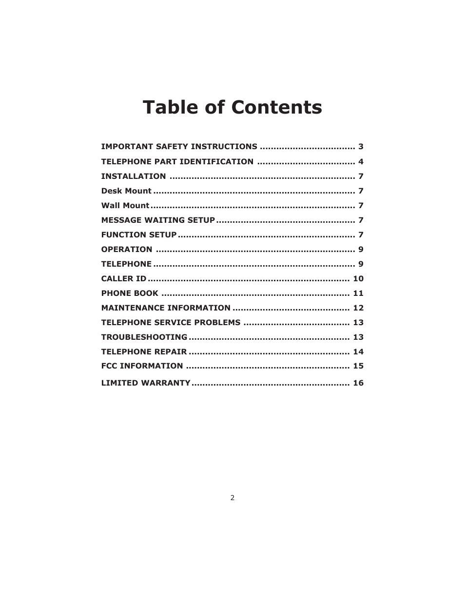 Cortelco 8780 User Manual | Page 2 / 16