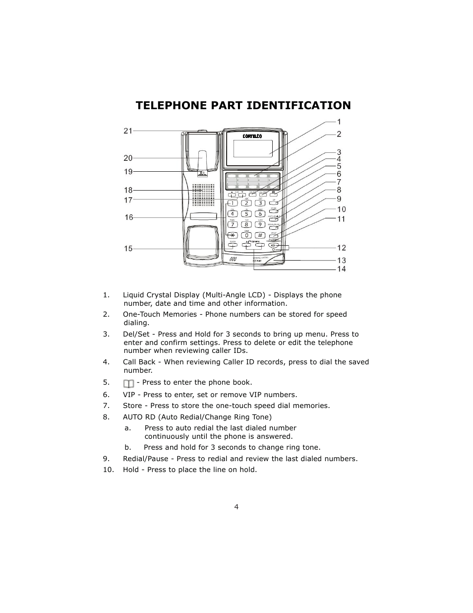 Telephone part identification | Cortelco 8780 User Manual | Page 4 / 16