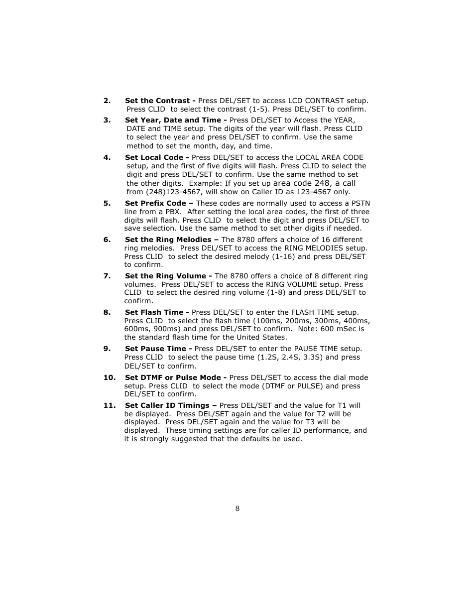 Cortelco 8780 User Manual | Page 8 / 16
