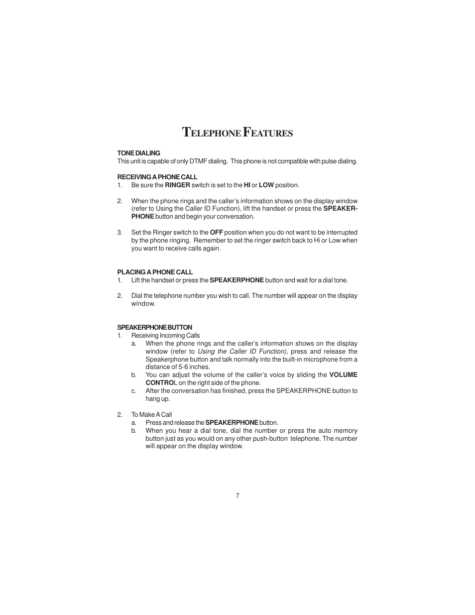 Elephone, Eatures | Cortelco Colleague 2211 User Manual | Page 10 / 22
