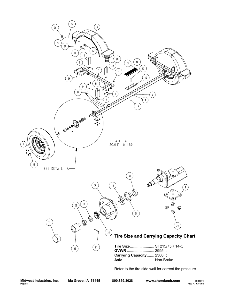 Tire size and carrying capacity chart | ShoreLand'r SLXR2314SW V.1 User Manual | Page 8 / 10