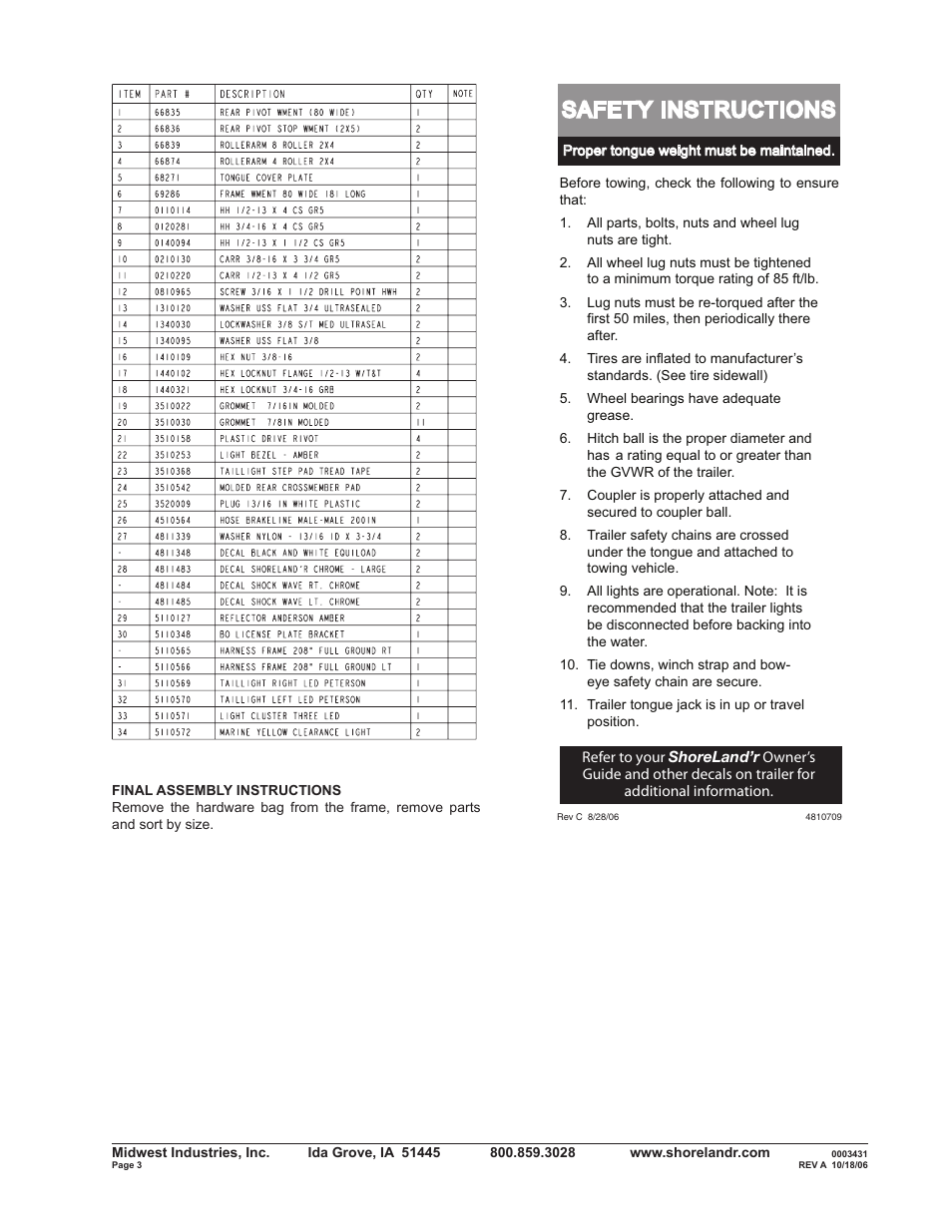 Safety instructions | ShoreLand'r SLXR30BSW V.1 User Manual | Page 3 / 12