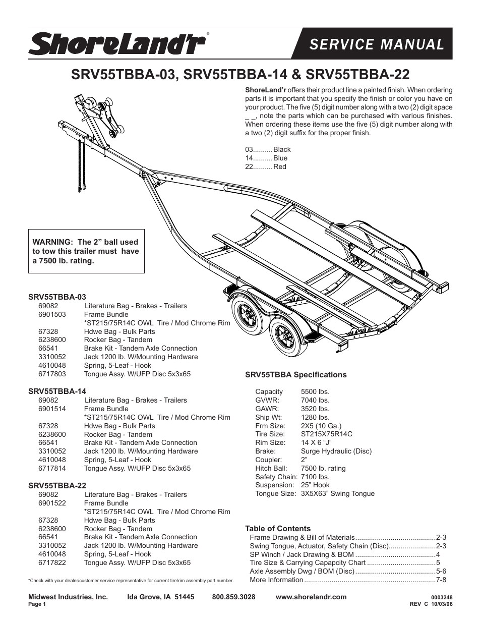 ShoreLand'r SRV55TBBA User Manual | 8 pages