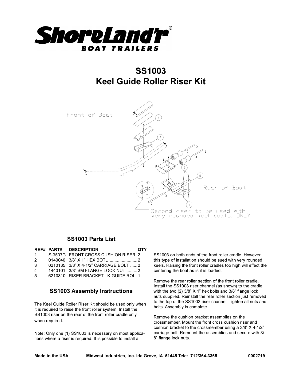 ShoreLand'r SS1003 User Manual | 1 page